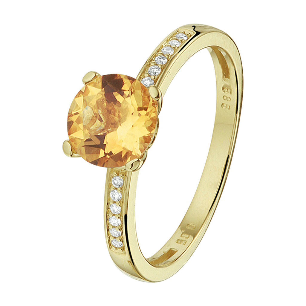 ring citrien en diamant 0.05ct h si