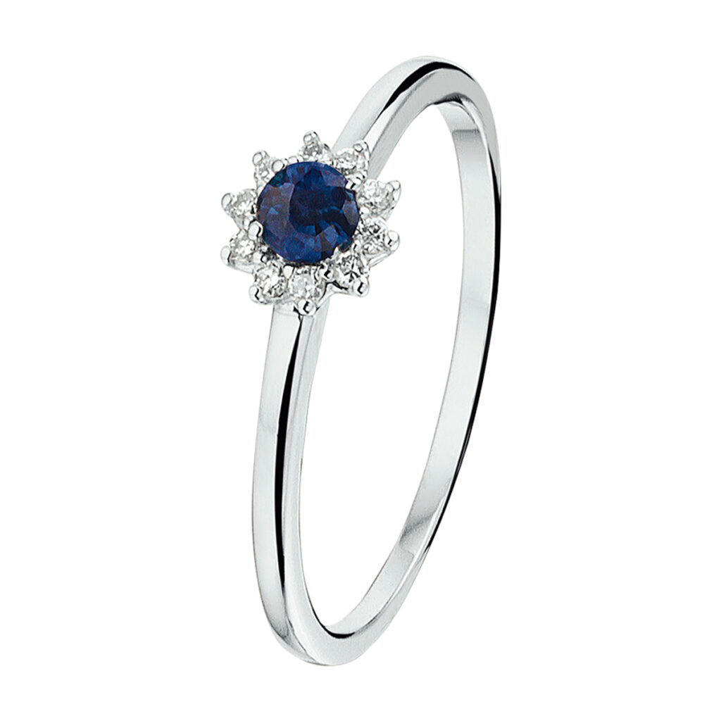 ring saffier en diamant 0.07ct h p1 halo
