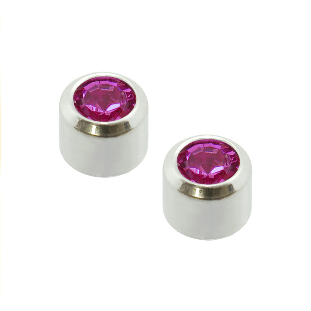 caflon schietknopjes white stainless roze kristal