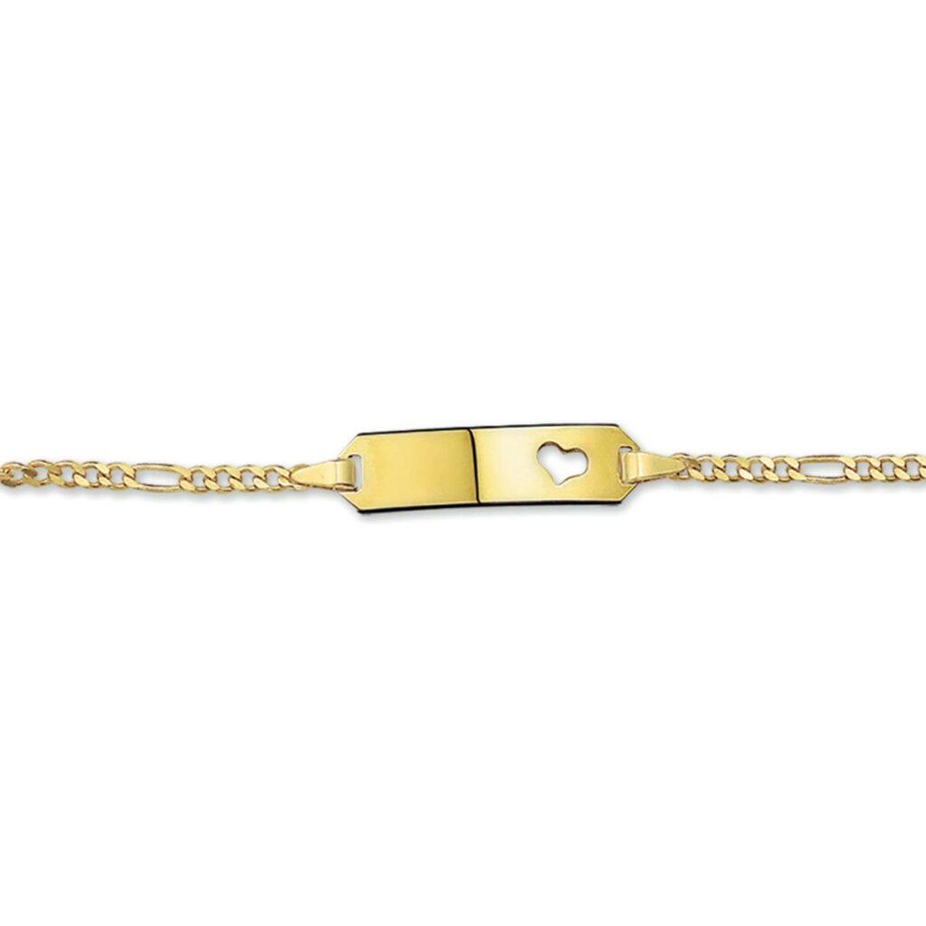graveerarmband hart figaro plaat 5 mm 11 -13 cm