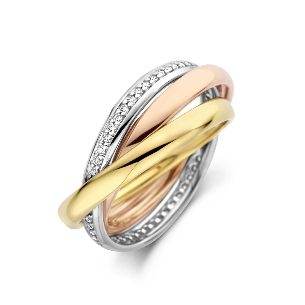 trinity ringen tricolor diamant 0.29ct h si