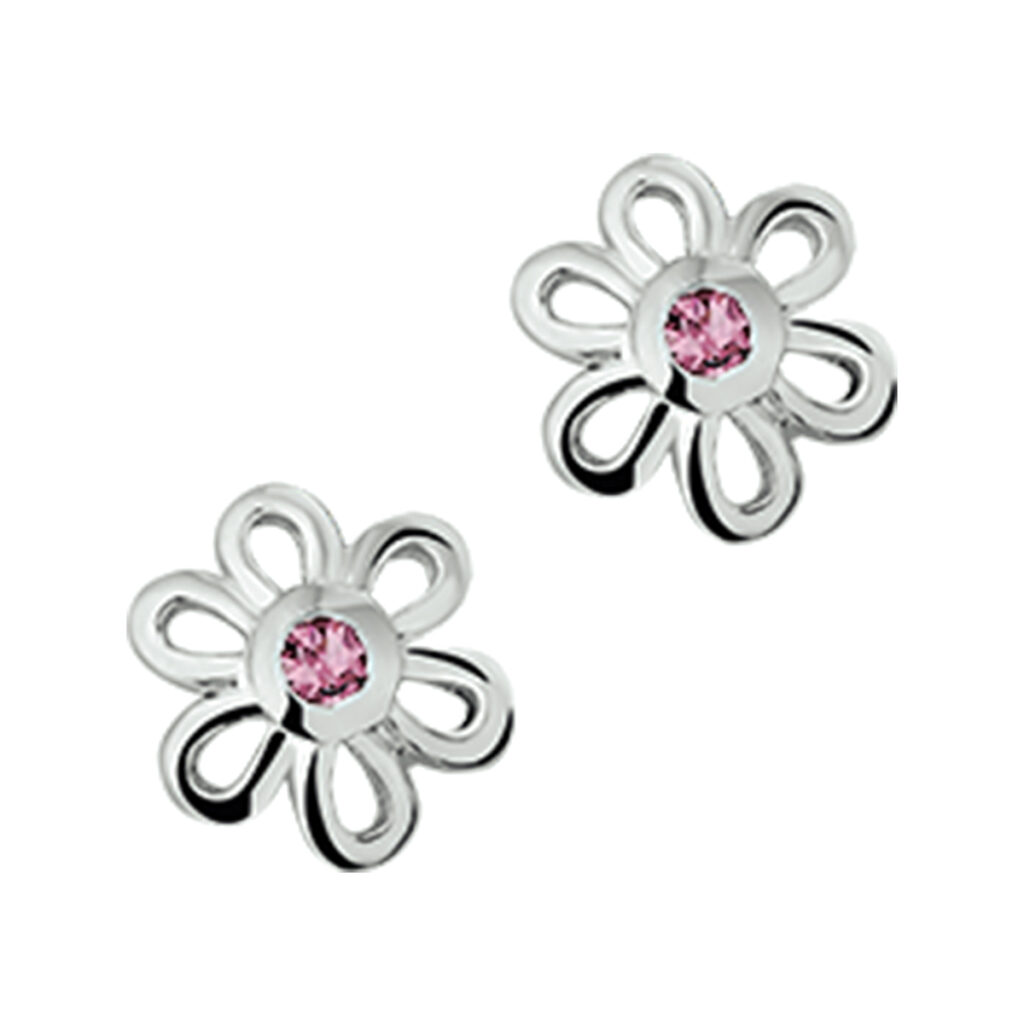 oorknoppen bloem roze zirkonia