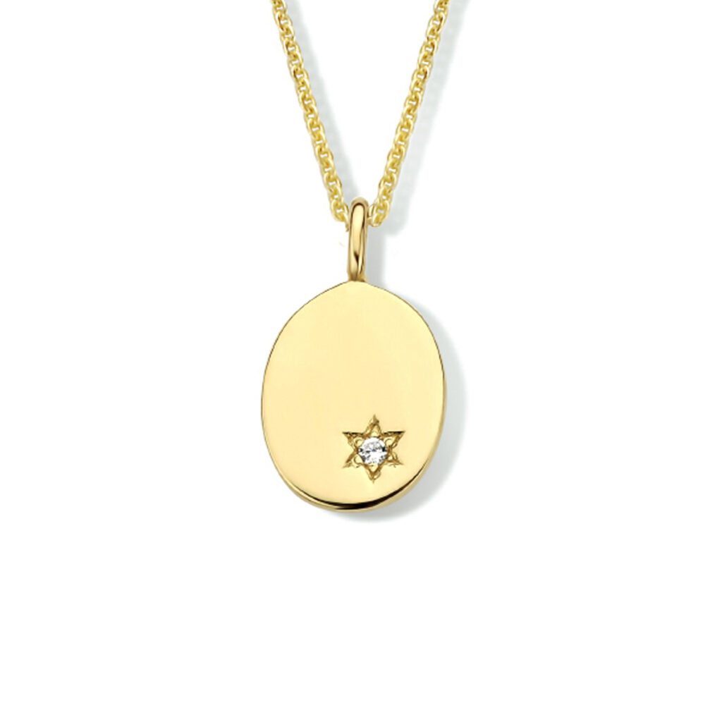 graveercollier ovaal zirkonia 41 + 4 cm