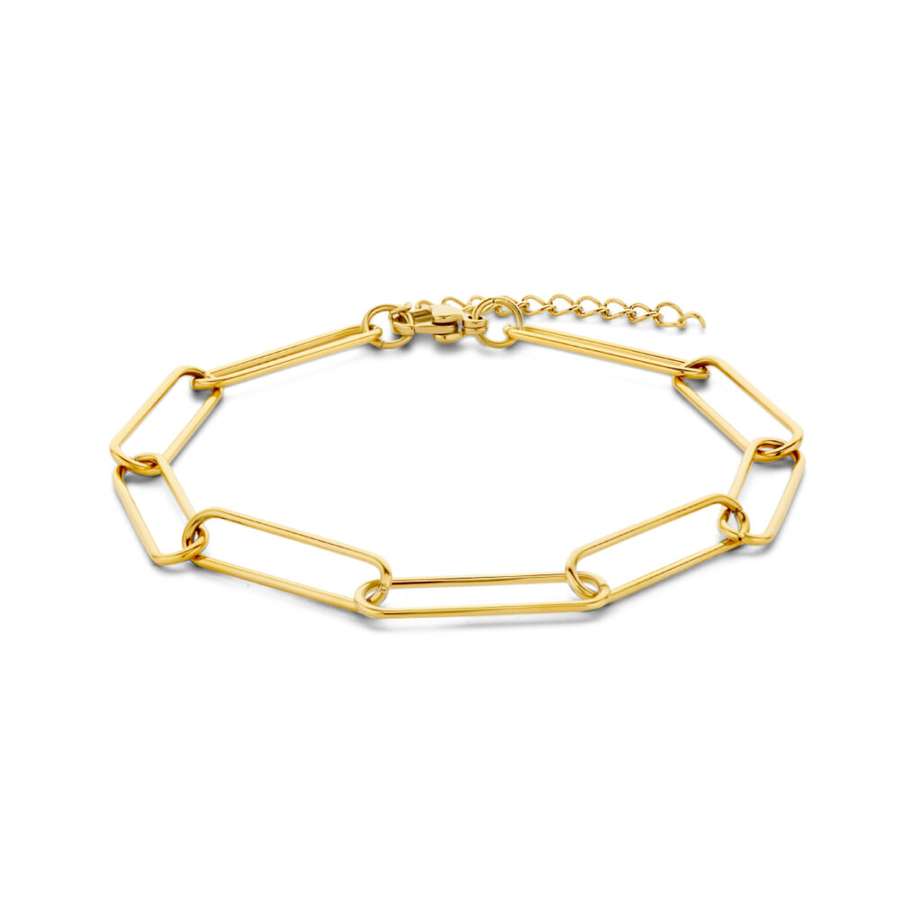 armband paperclip ronde buis 5,5 mm 18,5 + 3 cm ion plating