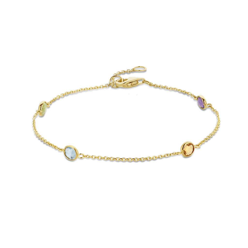 armband natuurlijke kleurstenen 17 - 19 cm