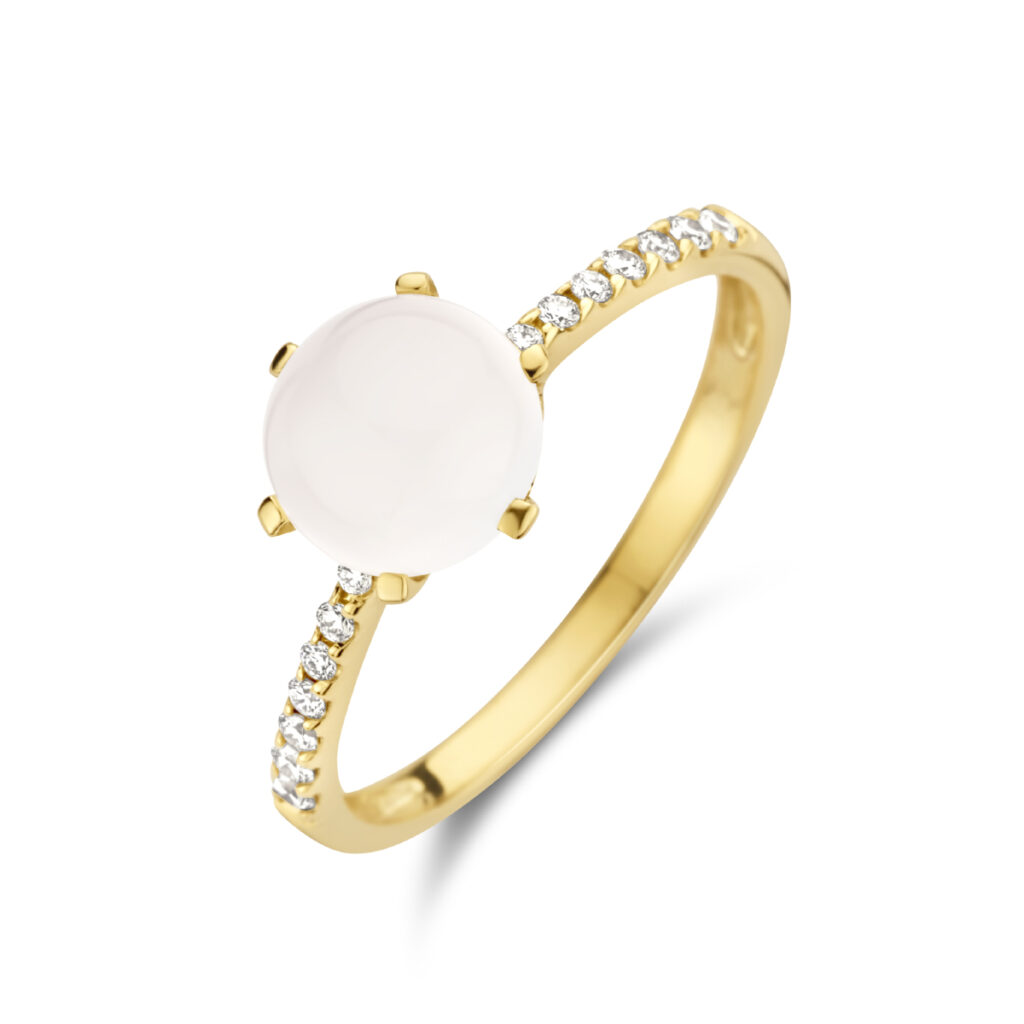 ring maansteen en diamant 0.06ct h si