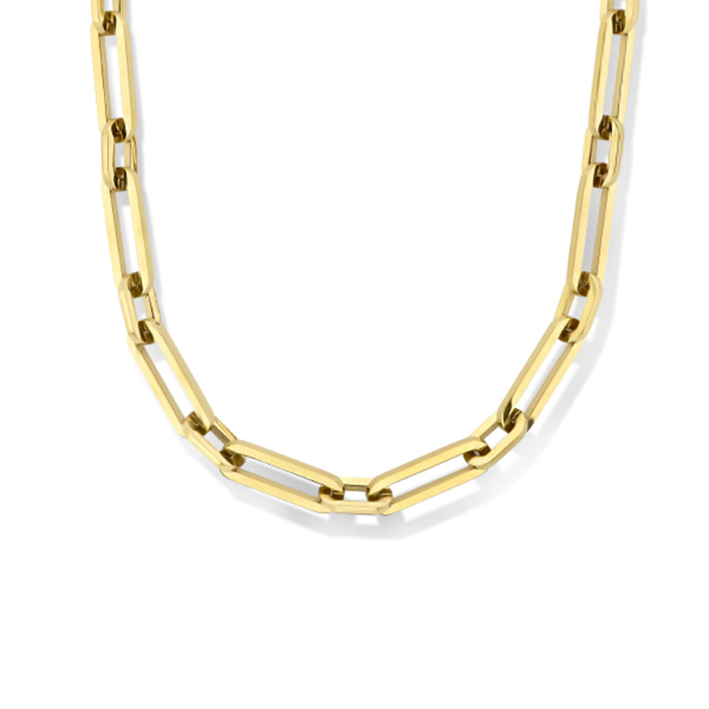 collier paperclip vierkante buis 8 mm 43 + 3 cm ion plating