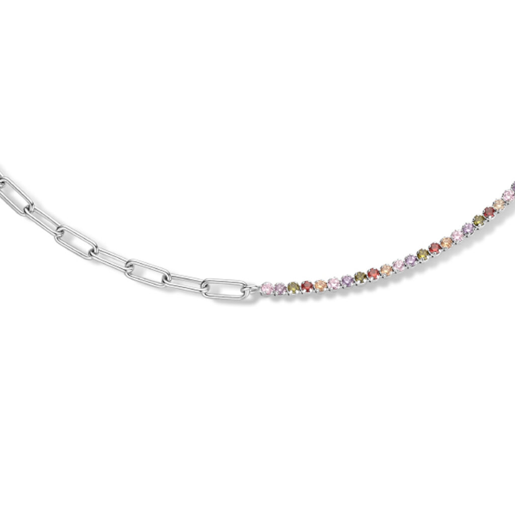 collier paperclip meerdere kleuren zirkonia 3,6 mm 40 + 5 cm