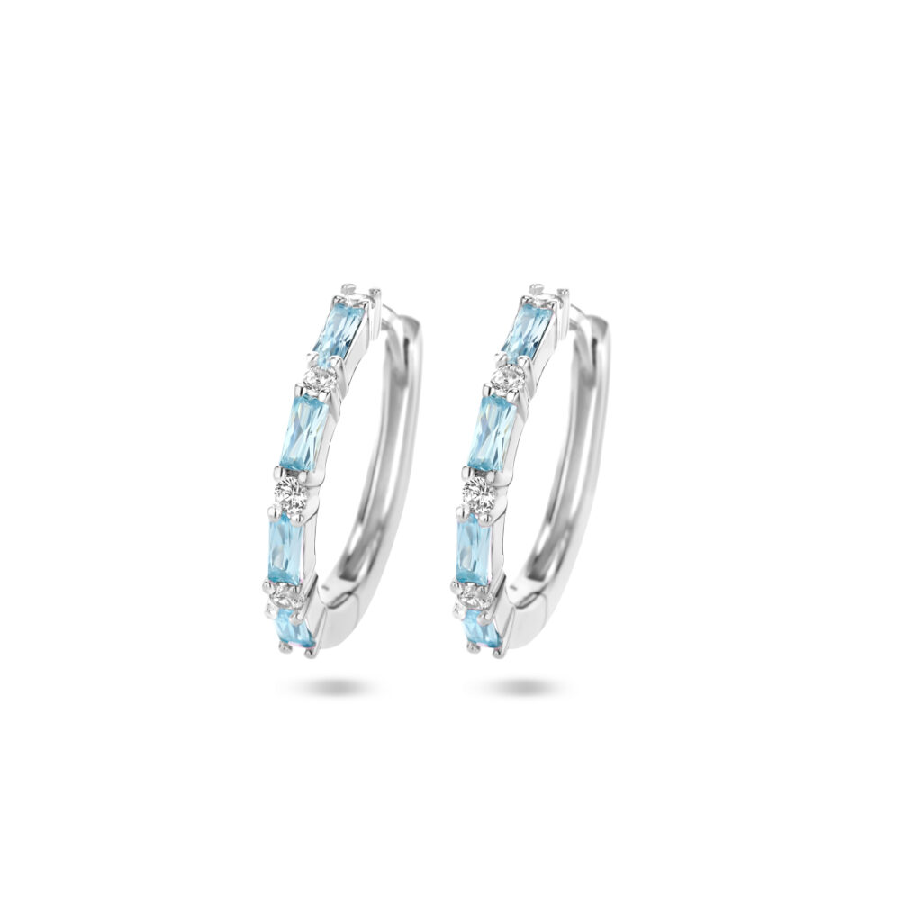 klapoorringen blauw zirkonia
