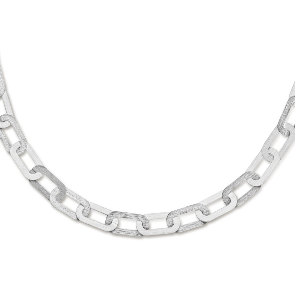 collier paperclip platte buis 7,3 mm 42 + 4 cm poli/mat