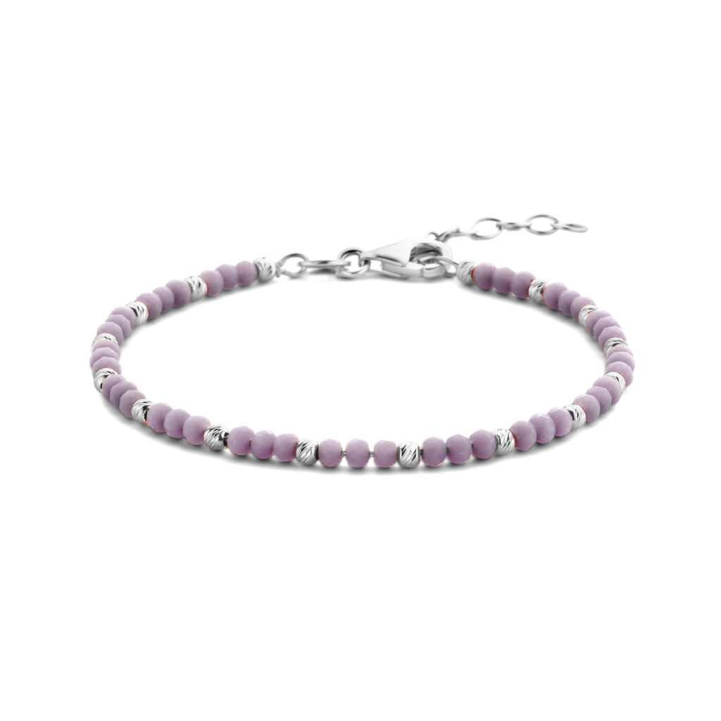 armband bolletjes gediamanteerd en violet glas 3,0 mm 16 + 3 cm