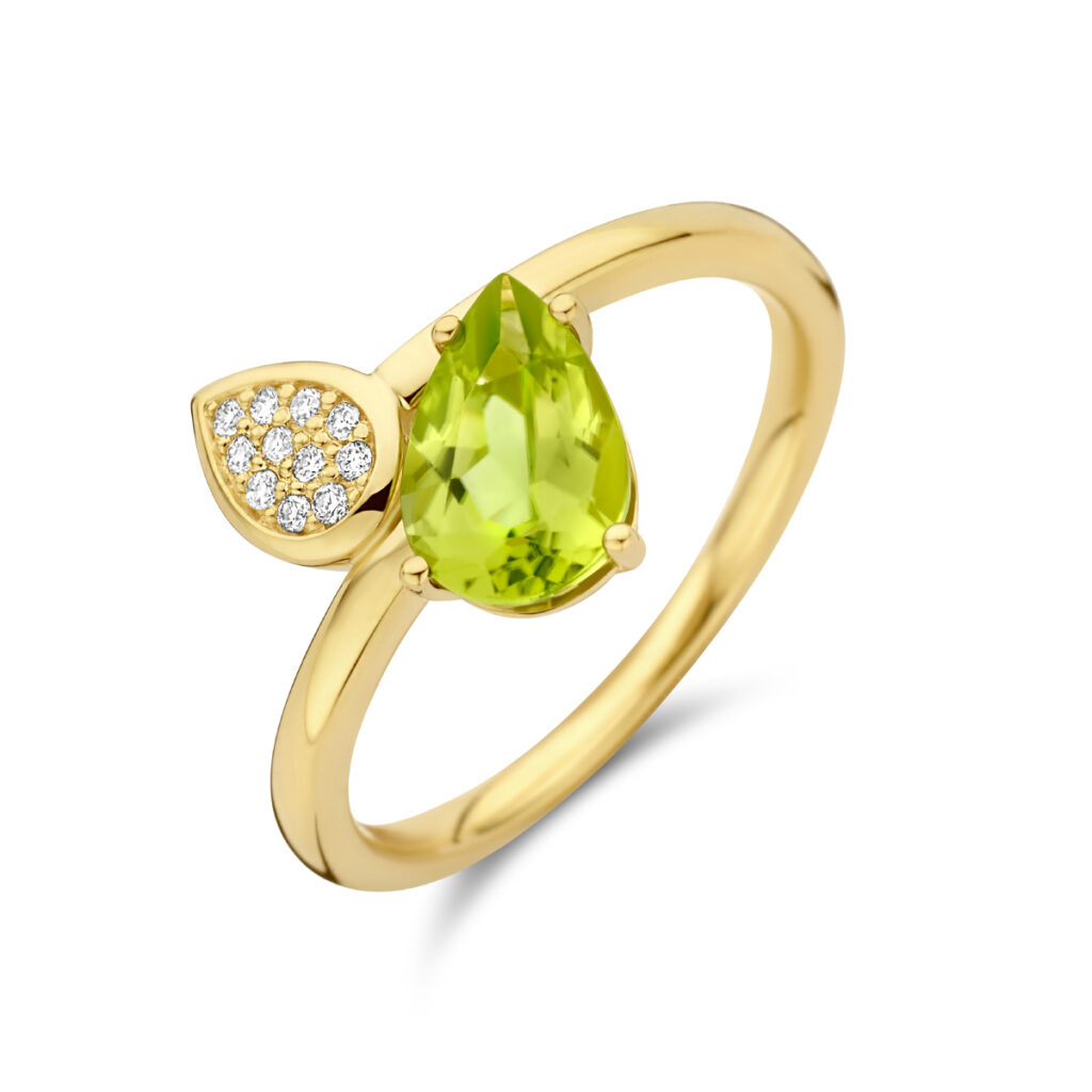 ring peridot en diamant 0.055ct h si