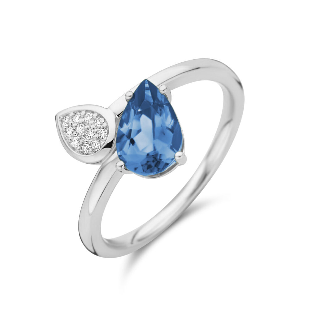 ring london blue topaas en diamant 0.055ct h si