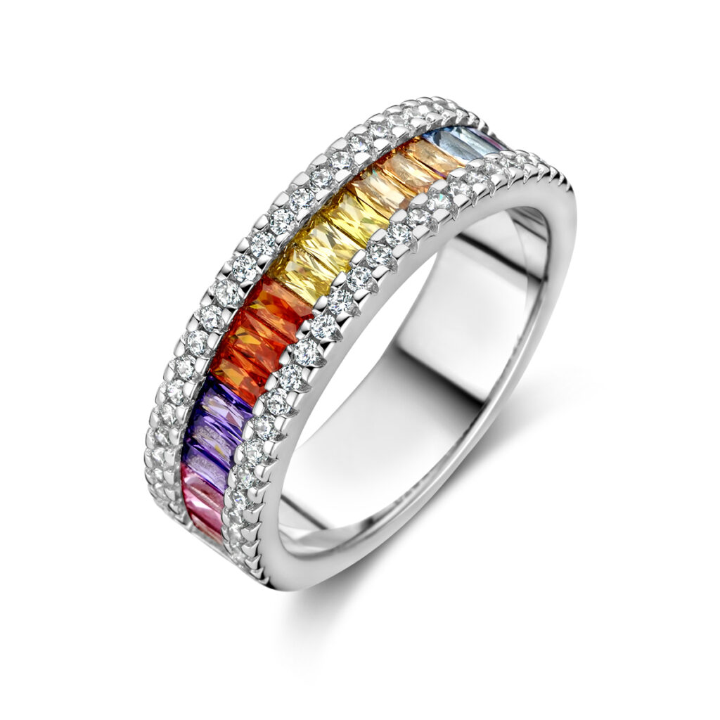 ring regenboog en wit zirkonia