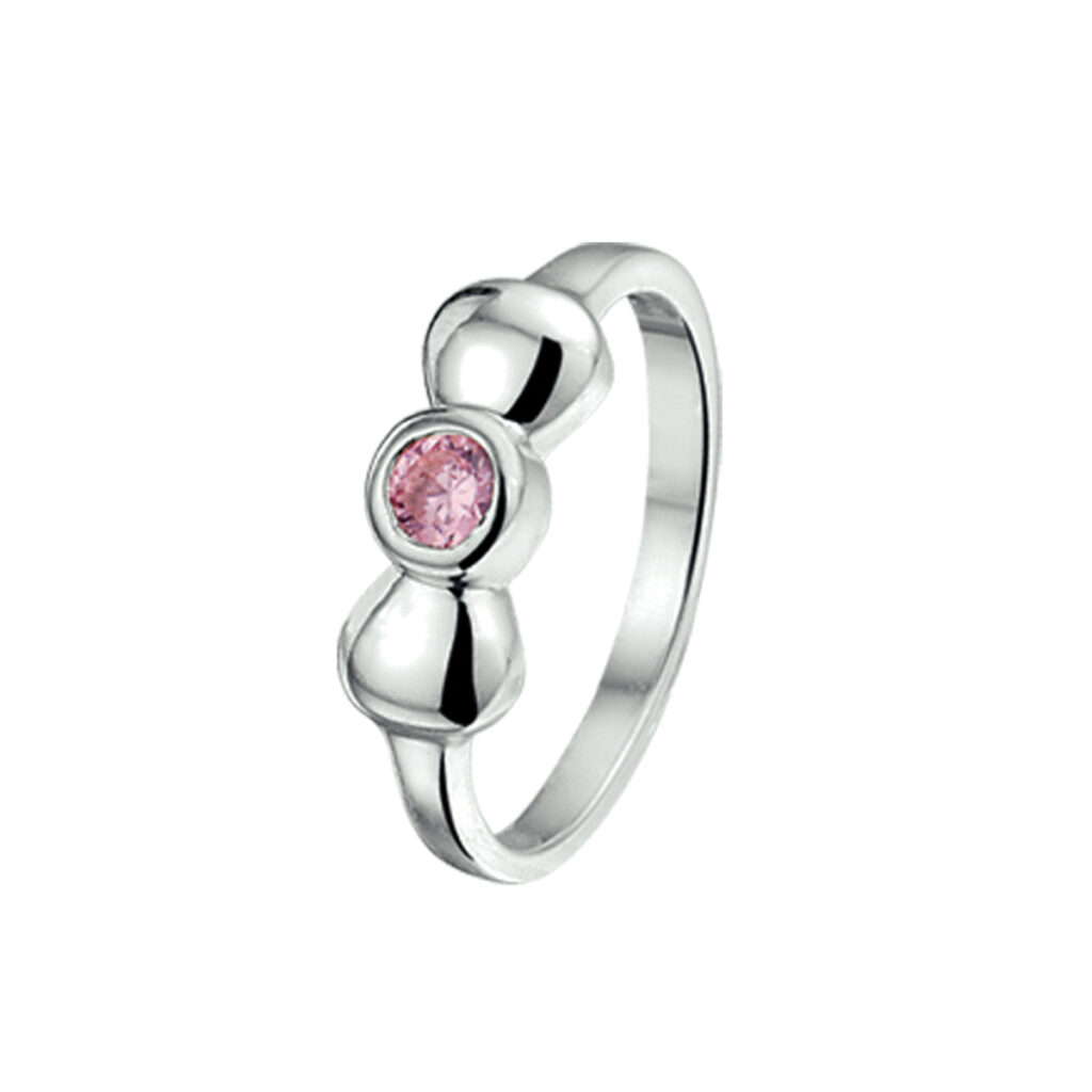 ring strik roze zirkonia