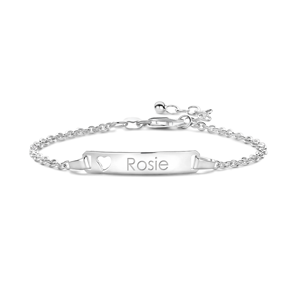 Armband met Naam en Hartje | Names4ever | 16 + 3 cm | 925 Sterling Zilver