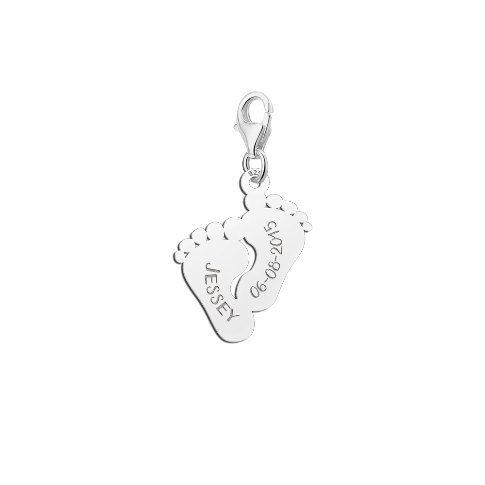Moederdag Sieraden | Zilveren Baby Voetjes Naambedel
