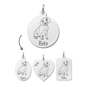 Zilveren Honden Hanger Beagle + Naam Graveren