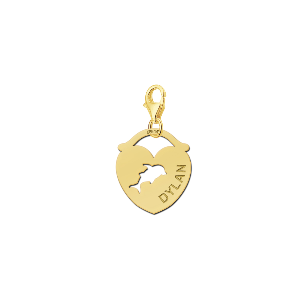 Names4ever Hart Charm-Naambedel met Dolfijn GNDB010