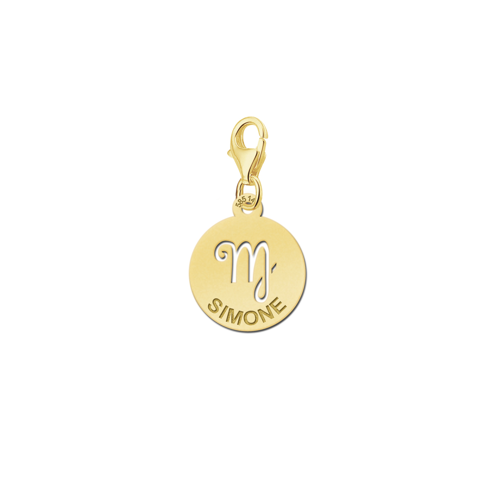 Names4ever Zodiac-Bedel Maagd in massief goud GBS006