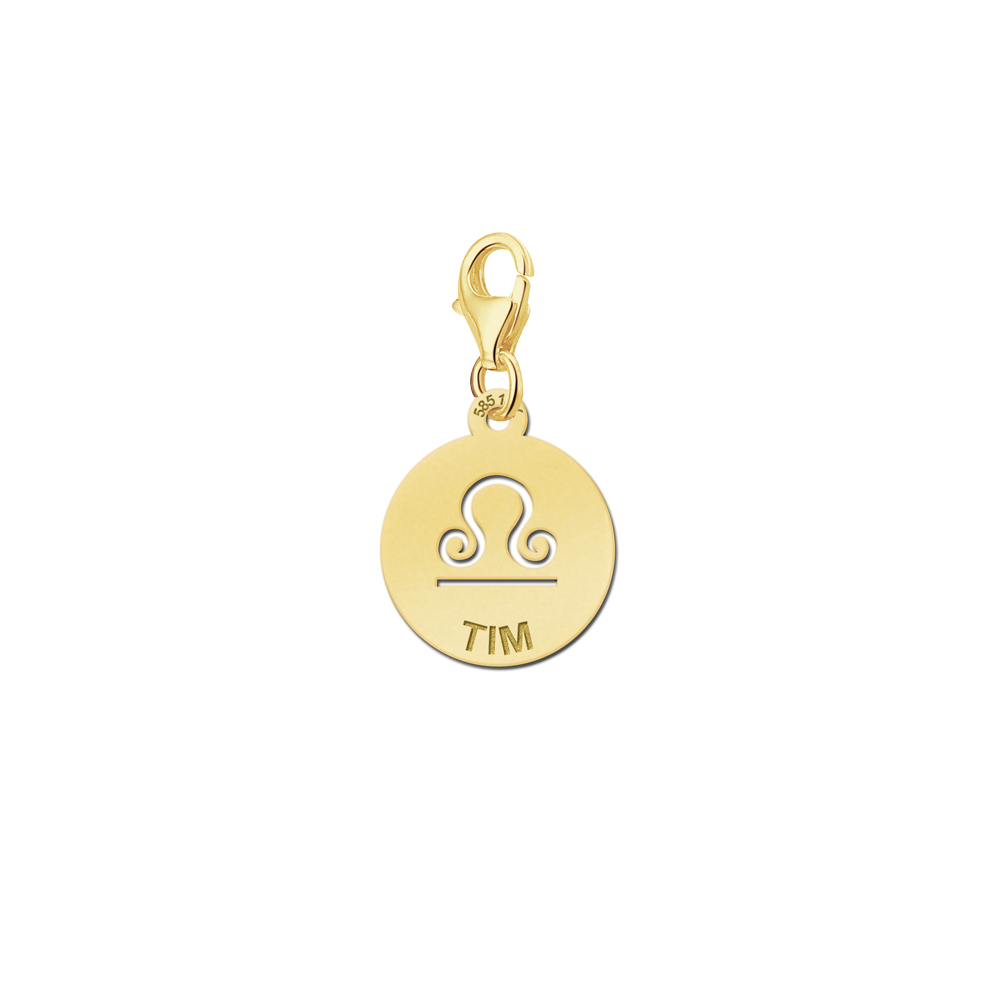 Names4ever Zodiac-Bedel Weegschaal in massief goud GBS007