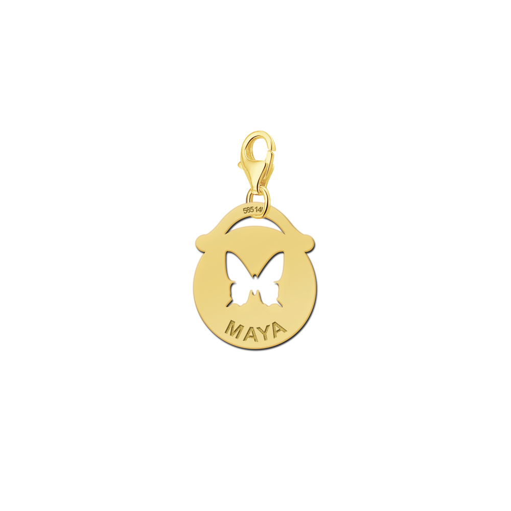 Names4ever Ronde Charm-Naambedel met Vlinder GNDB020