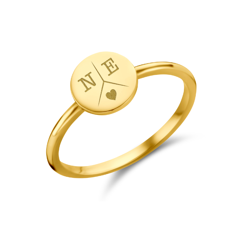 Gouden Disc Ring met Drie Initialen | Names4ever