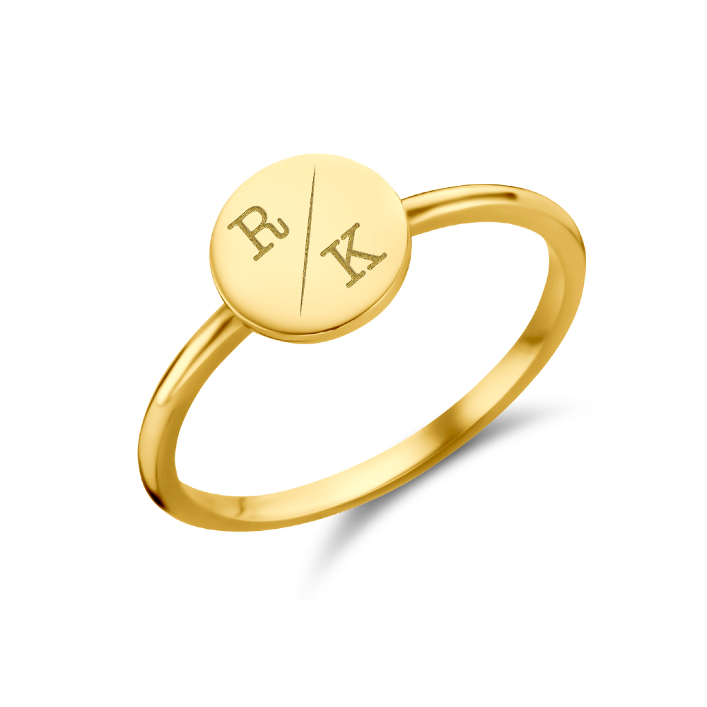 Gouden Disc Ring met Twee Initialen | Names4ever