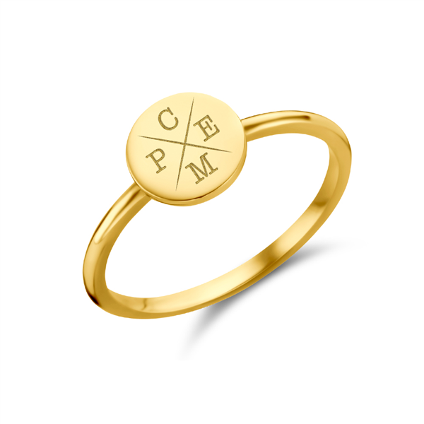 Gouden Disc Ring met Vier Initialen | Names4ever