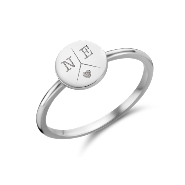 Valentijn Sieraad | Zilveren Disc Ring met Drie Initialen | Names4ever