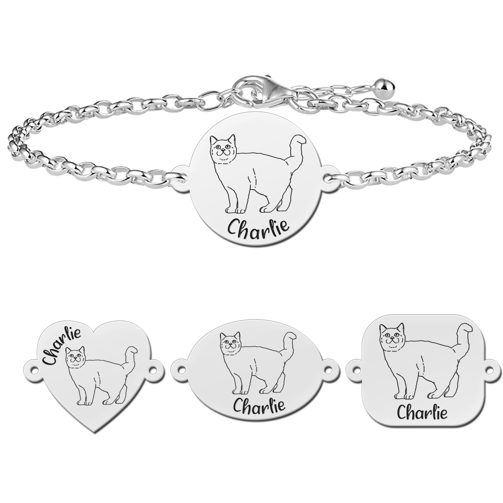 Gepersonaliseerde kattenarmband Britse korthaar - Names4ever