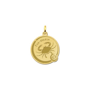 Gepersonaliseerde sterrenbeeld hanger met gravure kreeft van goud - Names4ever