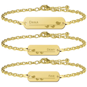 Gouden moeder dochter armbanden set met naam en vogels van Names4ever