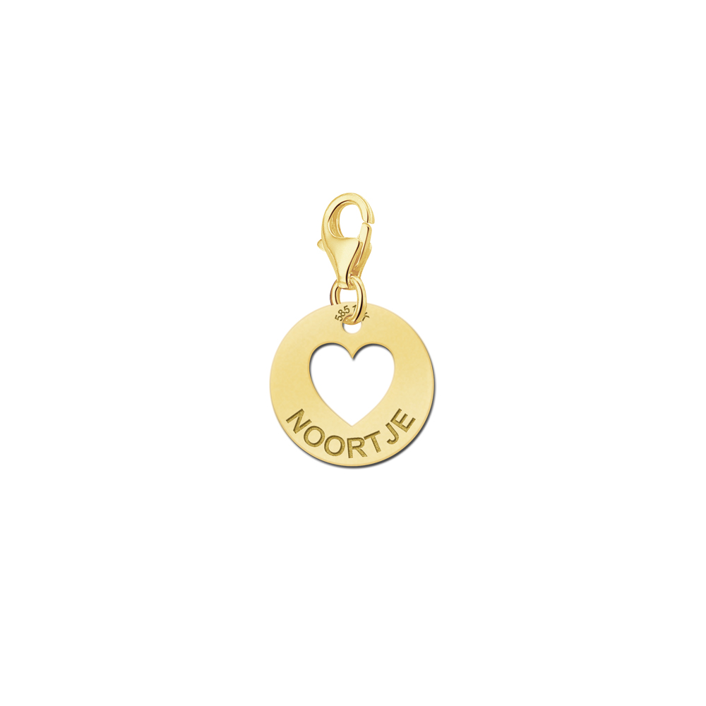 Names4ever Ronde Charm-Naambedel met Hart / Goud GNB01