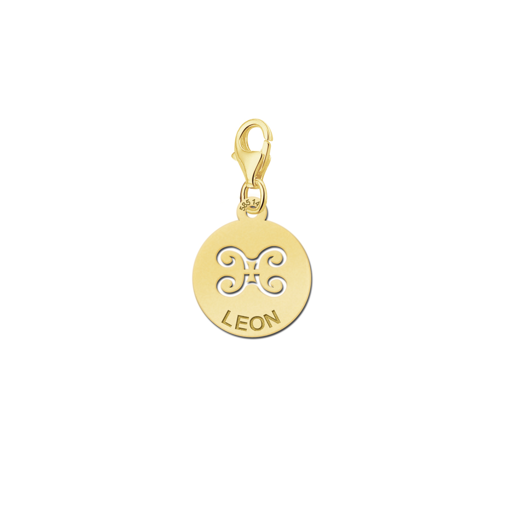 Names4ever Zodiac-Bedel Tweelingen in massief goud GBS003