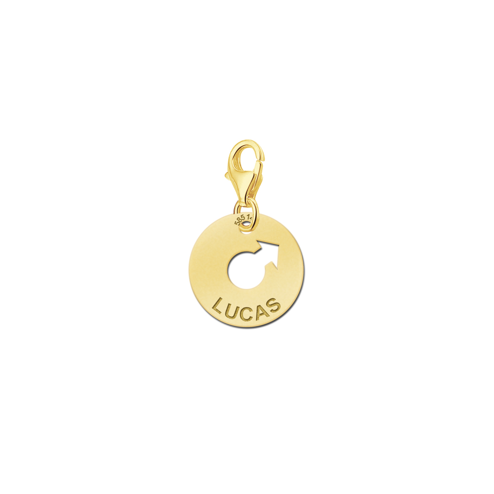 Names4ever Ronde Naambedel met Mannenteken / Goud GNB08
