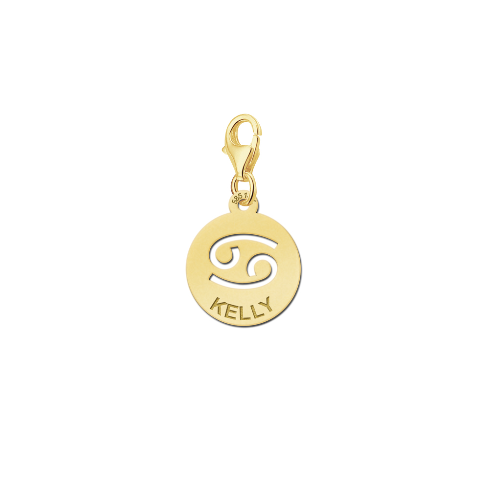 Names4ever Zodiac-Bedel Kreeft in massief goud GBS004