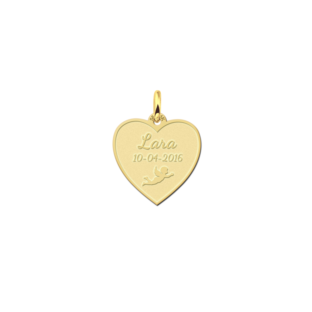 Names4ever Hart met Kruis Gouden Communie Hanger