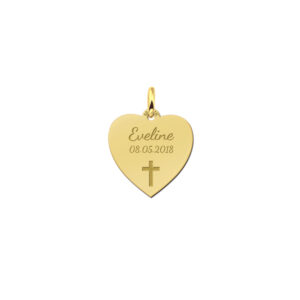 Names4ever Hart met Kruis Gouden Communie Hanger