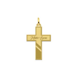Graveerhanger kruis met naam | 14 karaat | Geelgoud | Names4ever
