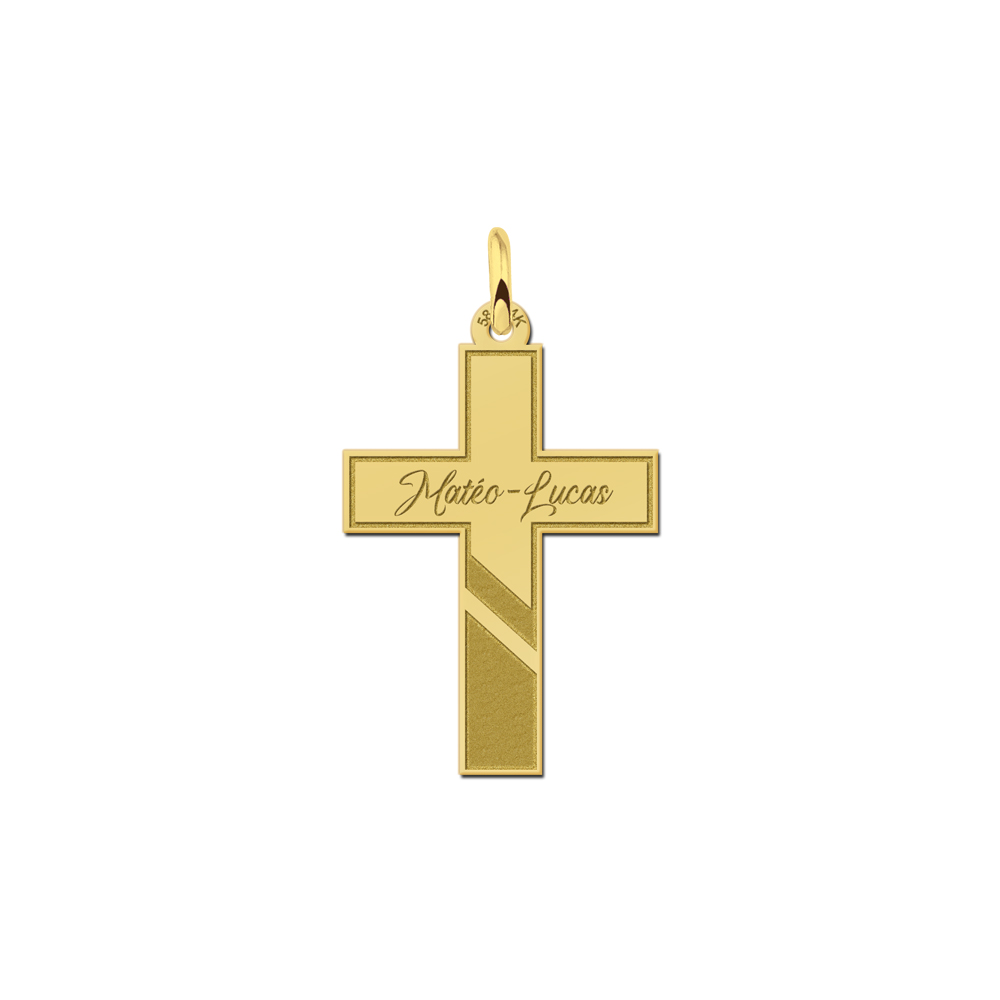 Graveerhanger kruis met naam | 14 karaat | Geelgoud | Names4ever