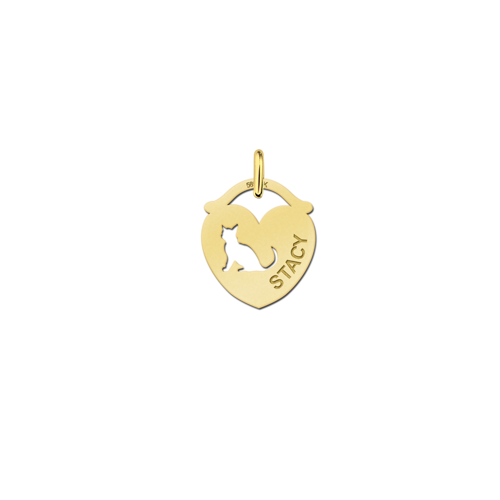Names4ever Hart Naamhanger met Poes in Goud GNDH025