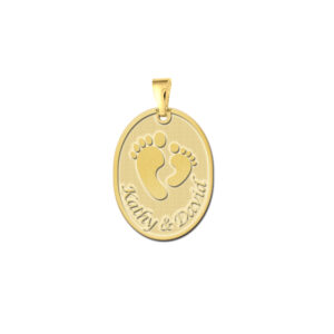 Names4ever Gouden Voetjes Geboorte Hanger met Datum en Naam
