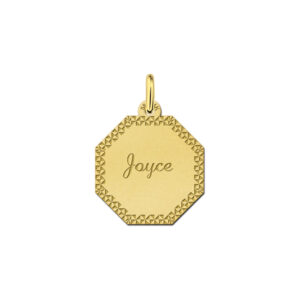Gouden graveerplaat met gravure met sierrand - Names4ever