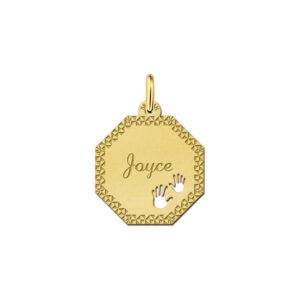 Gouden graveerplaat met twee handjes - Names4ever