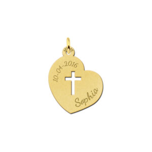 Names4ever Heilige Communie Gouden Hart Hanger met Kruis