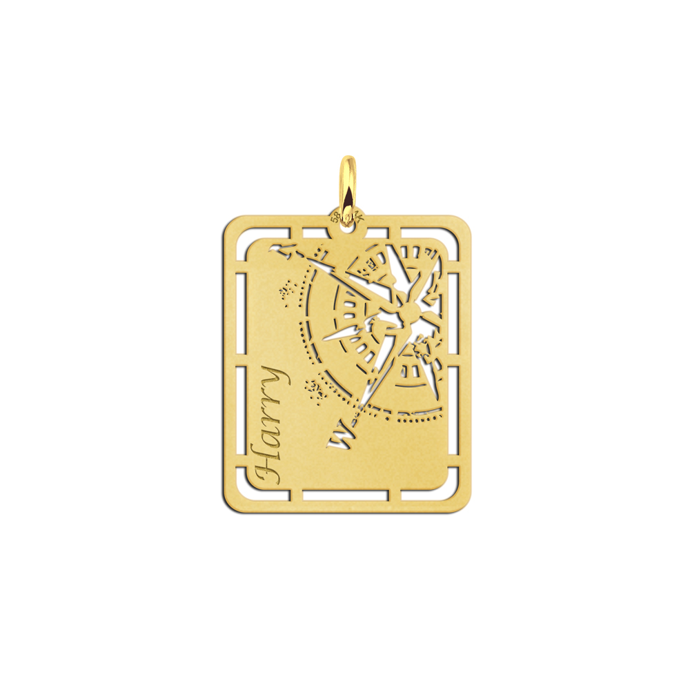 Graveerhanger kompas met naam | 14 karaat | Names4ever