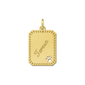 Gouden hanger recht met rand en pootje - Names4ever