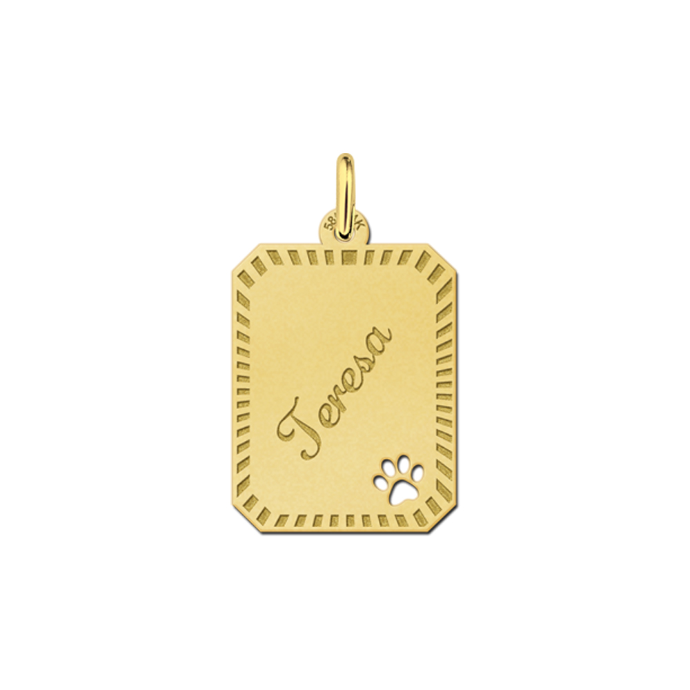 Gouden hanger recht met rand en pootje - Names4ever