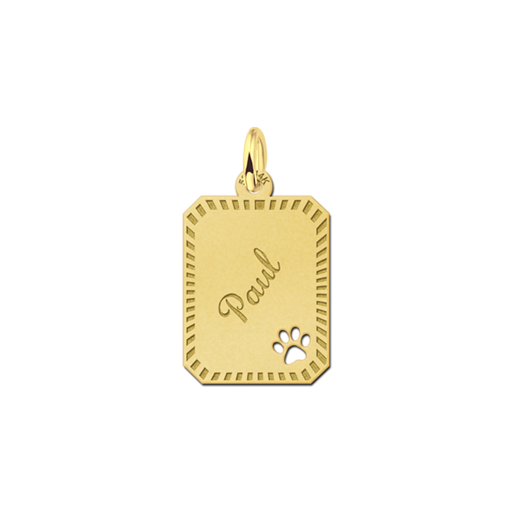 Gouden hanger recht met rand en pootje - Names4ever